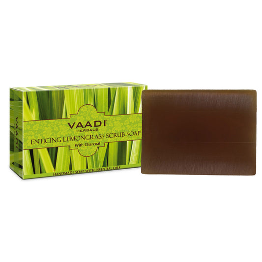 Enticing Lemongrass Soap with Charcoal - Exfoliates & Polishes Skin Makes Skin Smooth (75 gms / 2.7 oz)