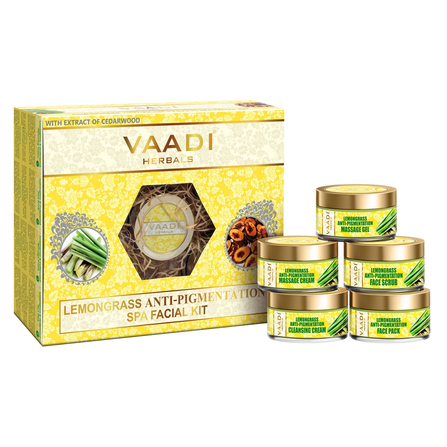 Anti Pigmentation Lemongrass Facial Kit with Cedarwood Extract, Apricot Extract and Fenugreek (270 gms/9.6 oz)