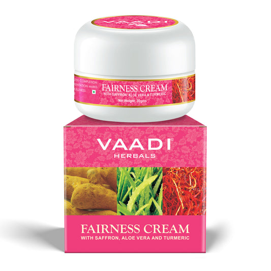 Fairness Cream with Saffron, Aloe Vera & Turmeric Extract - Lightens Marks & Blemishes Makes Skin Flawless ( 30 gms / 1.1 oz)