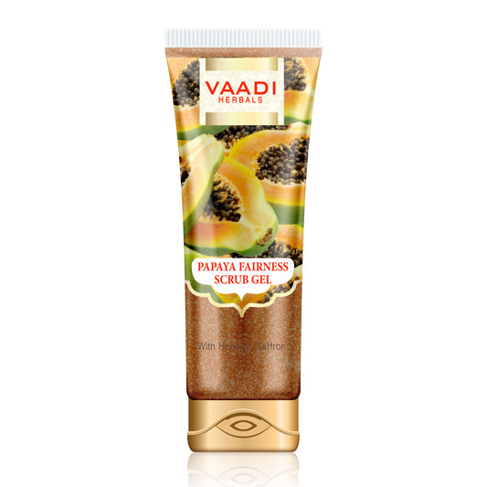 Papaya Fairness Scrub Gel with Honey & Saffron - Lightens Tan - Smoothens Skin Texture & Makes Skin Flawless (110 gms / 4 oz)