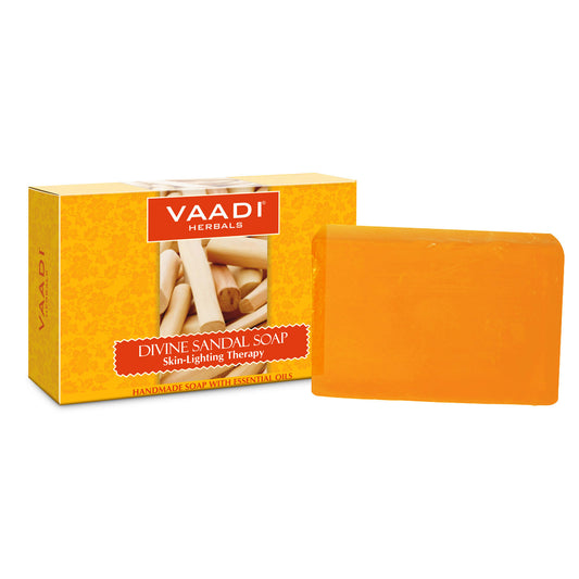 Divine Sandal Soap with Saffron & Turmeric - Skin Lightening Therapy Lightens Tan & Blemishes (75 gms / 2.7 oz)