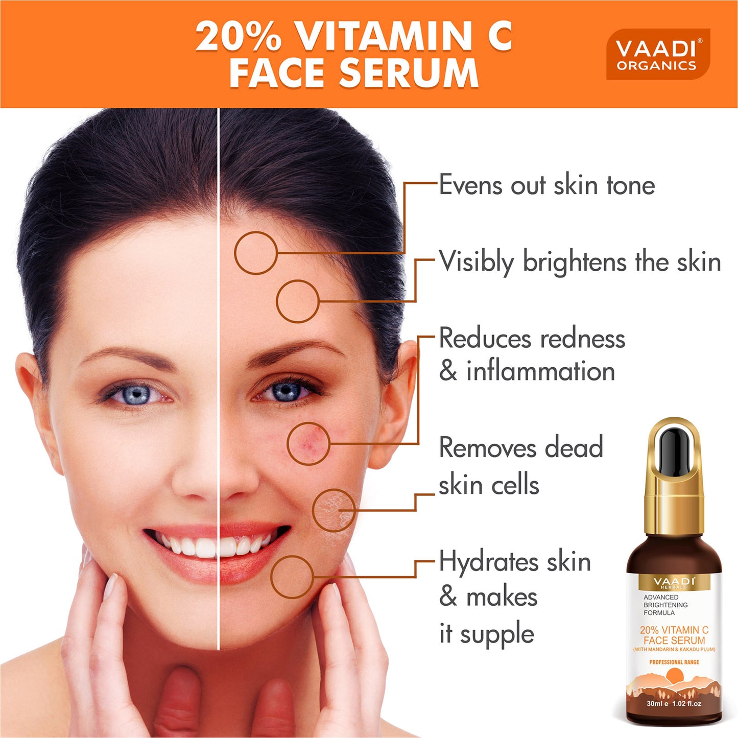 20% Vitamin C Organic Face Serum With Advanced Brightening Formula (30 ml)