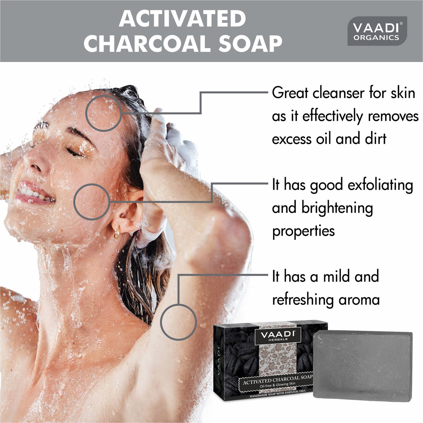 Activated Charcoal Soap - Detoxifies Skin - Brighten The Skin Tone  (75 gms / 2.7 oz)