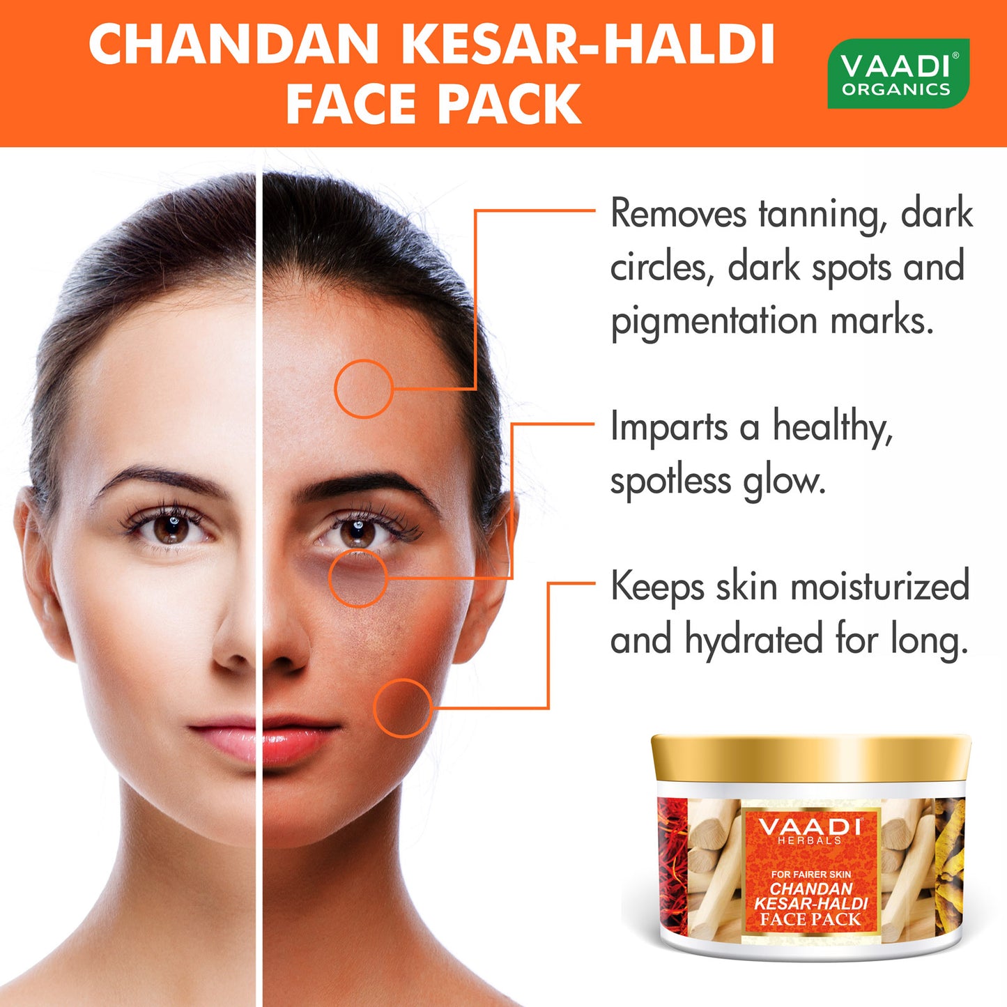 Saffron Sandalwood Fairness Face Pack - Removes Marks and Lightens Skin Tone - Repairs and Protects Skin (600 gms / 21.2 oz)