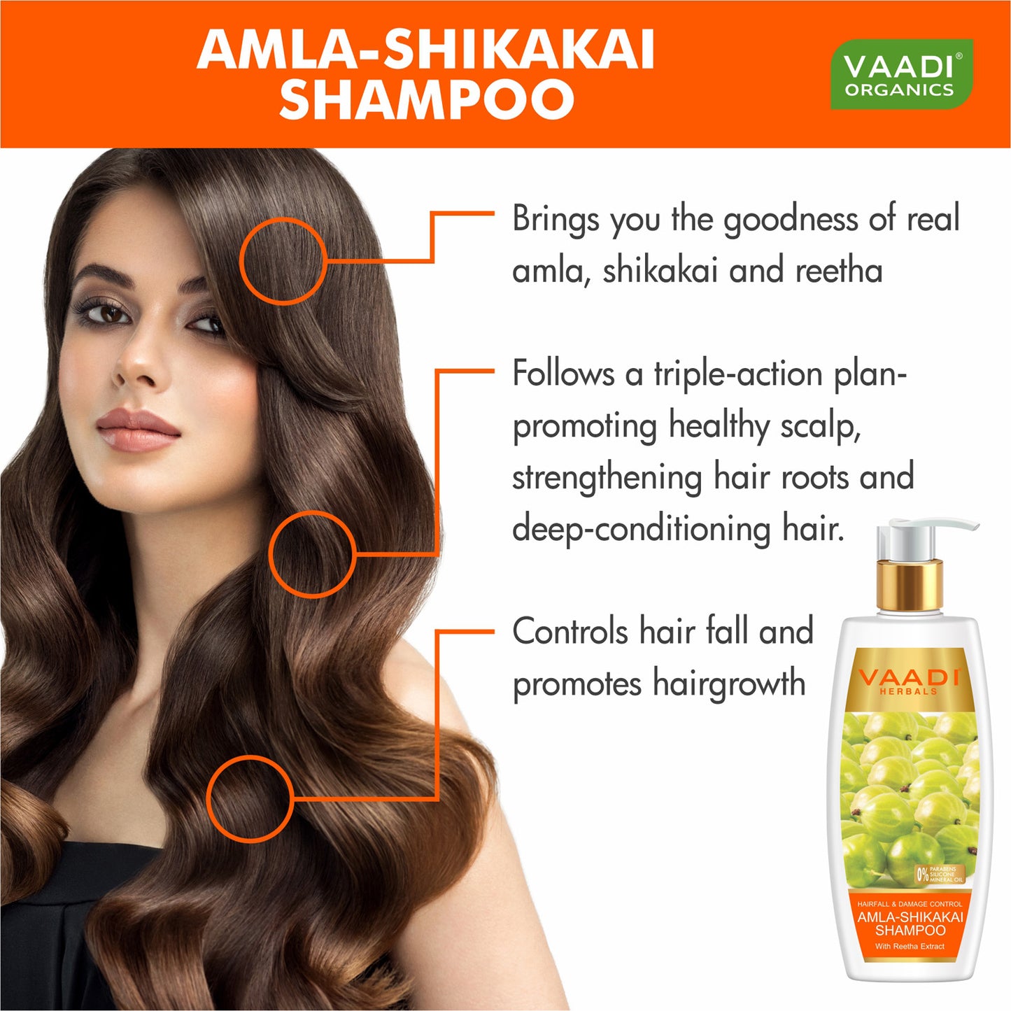 Hairfall & Damage Control amla shikakal Shampoo (Indian Gooseberry Extract) - Promotes Hair Growth Adds Shine to Hair (3 x 350 ml/12 fl oz)