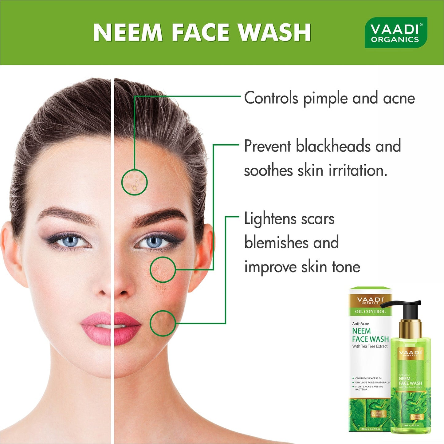 Anti-Acne Neem Face Wash With Tea Tree Extract (110 ml /3.72 fl oz)