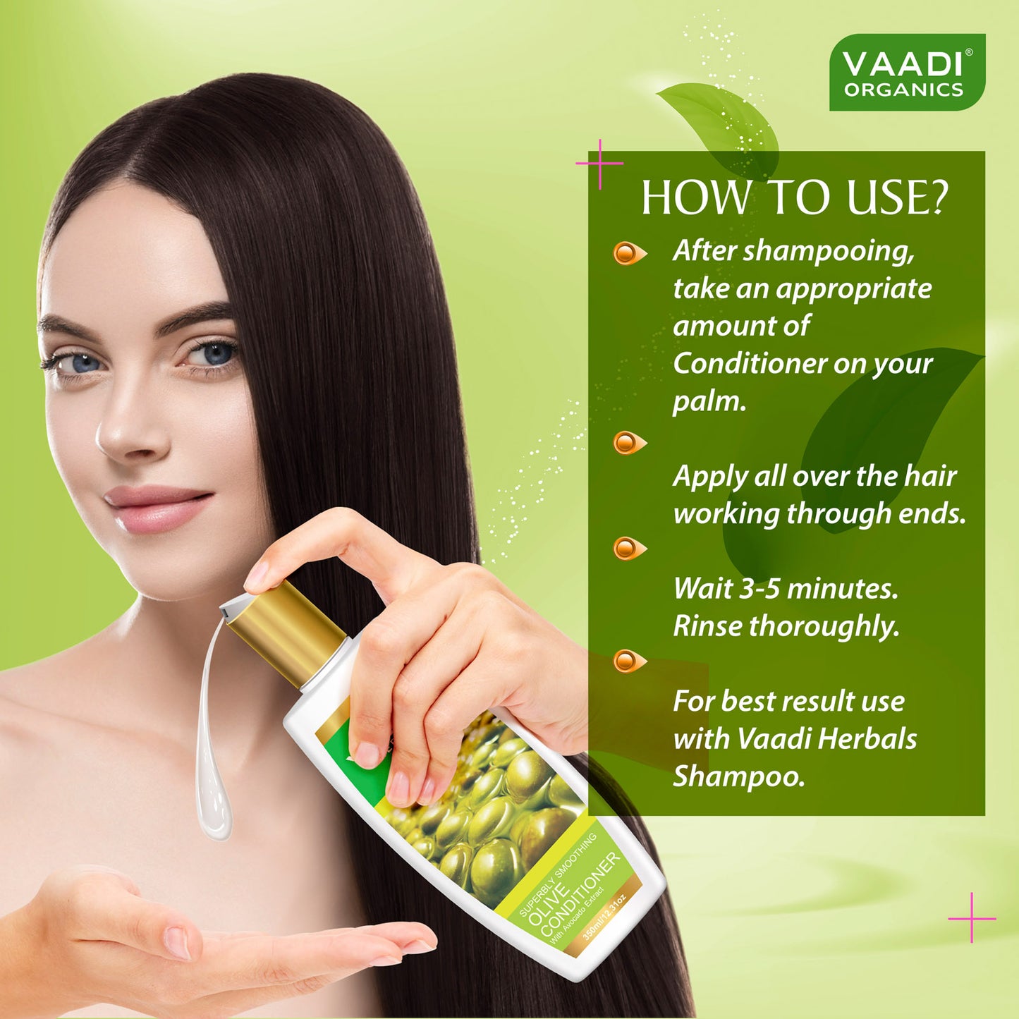 Multi Vitamin Organic Rich Olive Conditioner with Avocado Extract - Makes Hair Lustrous Adds Bounce to Hair (350 ml/ 12 fl oz)