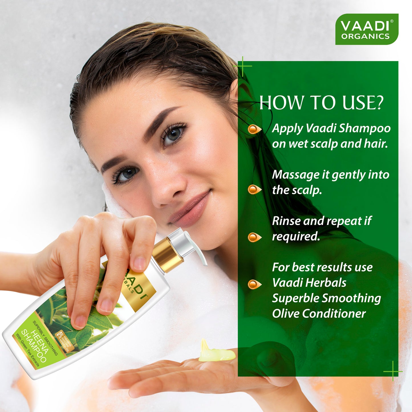 Superbly Smoothing Heena Shampoo with Green Tea Extract - Controls Dry Frizzy Hair Strengthens Hair (350 ml/12 fl oz)