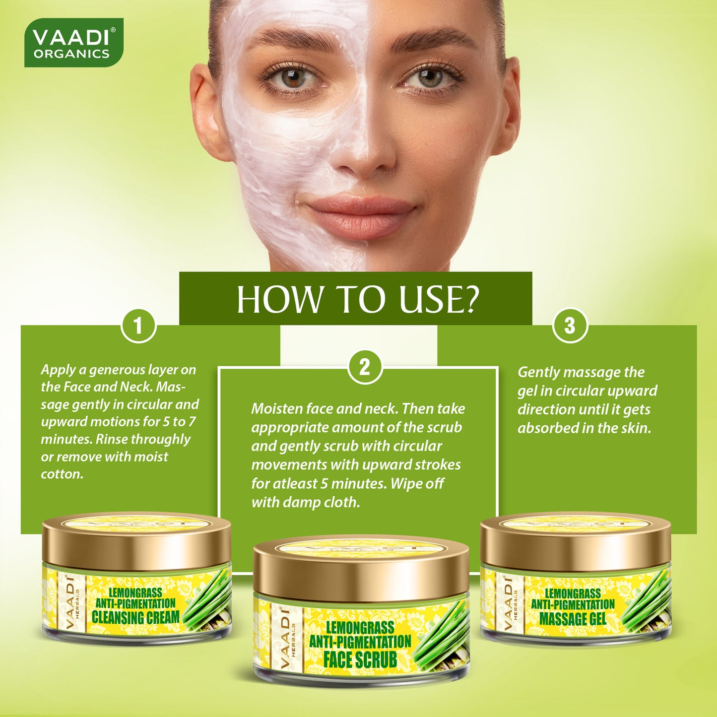 Anti Pigmentation Lemongrass Facial Kit with Cedarwood Extract, Apricot Extract and Fenugreek (270 gms/9.6 oz)