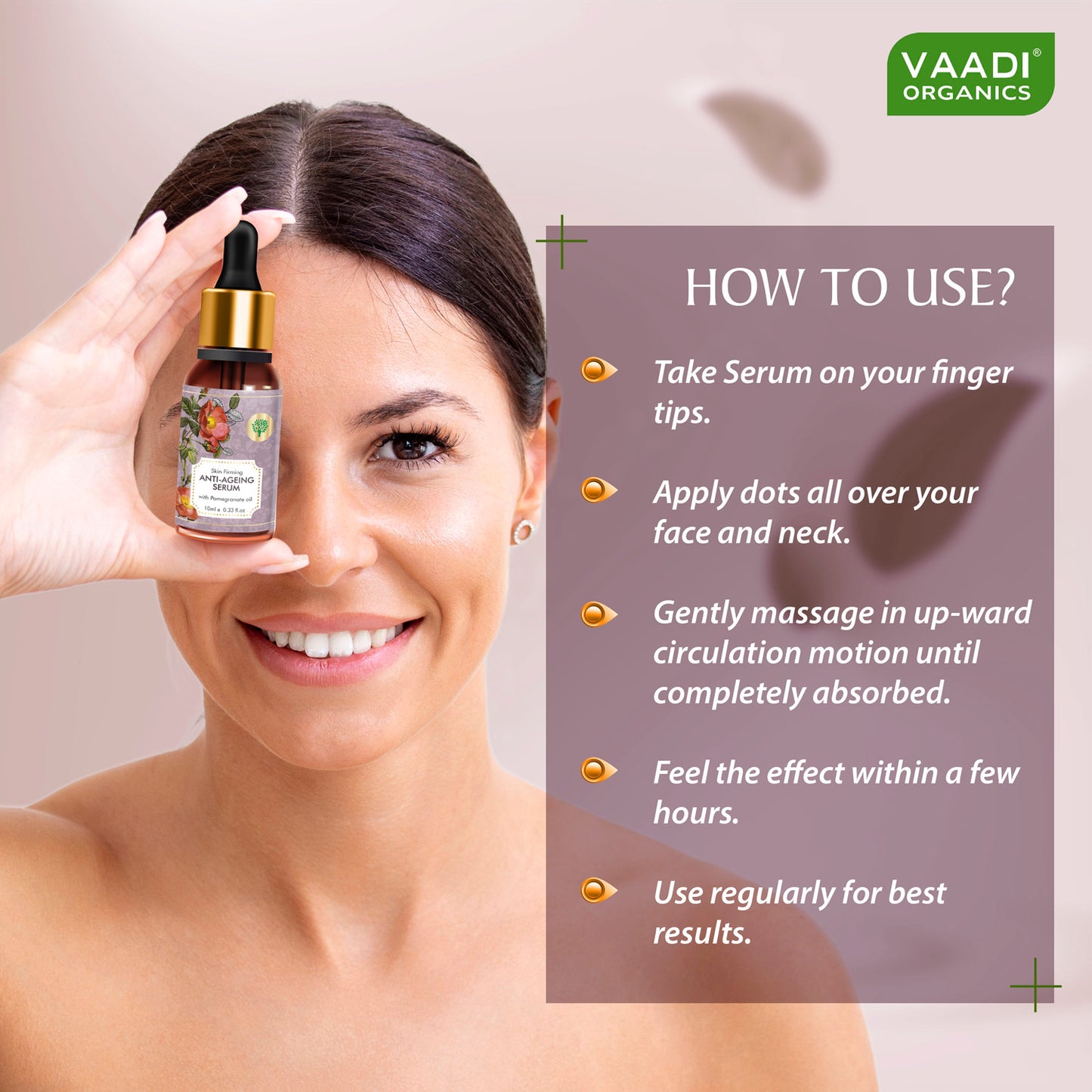 Vitamin E Anti Ageing Serum with Pomegranate Oil - Reduces Fine Lines, Lightens Wrinkles & Brightens Complexion (10 ml/ 0.33 oz)
