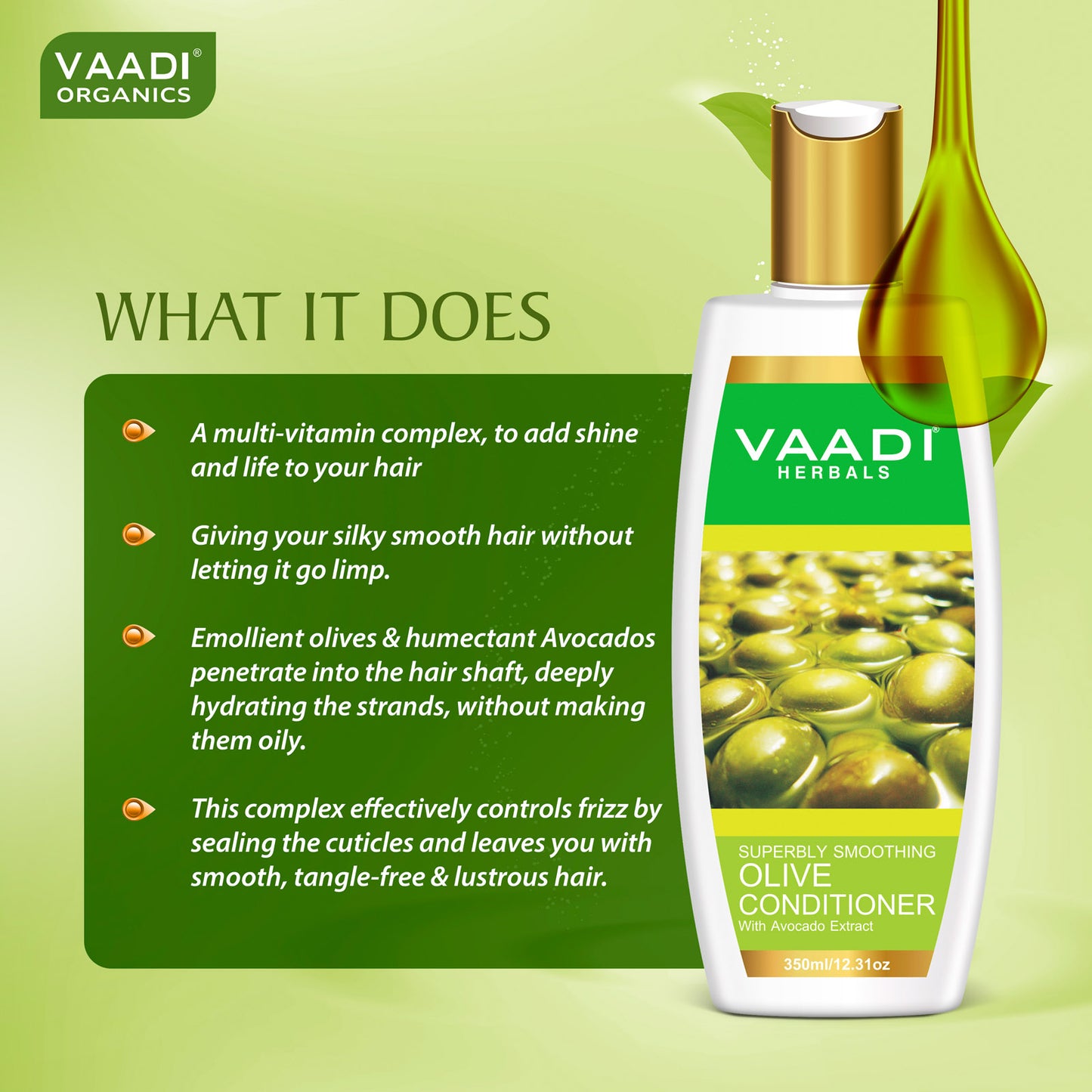 Multi Vitamin Organic Rich Olive Conditioner with Avocado Extract - Makes Hair Lustrous Adds Bounce to Hair (350 ml/ 12 fl oz)
