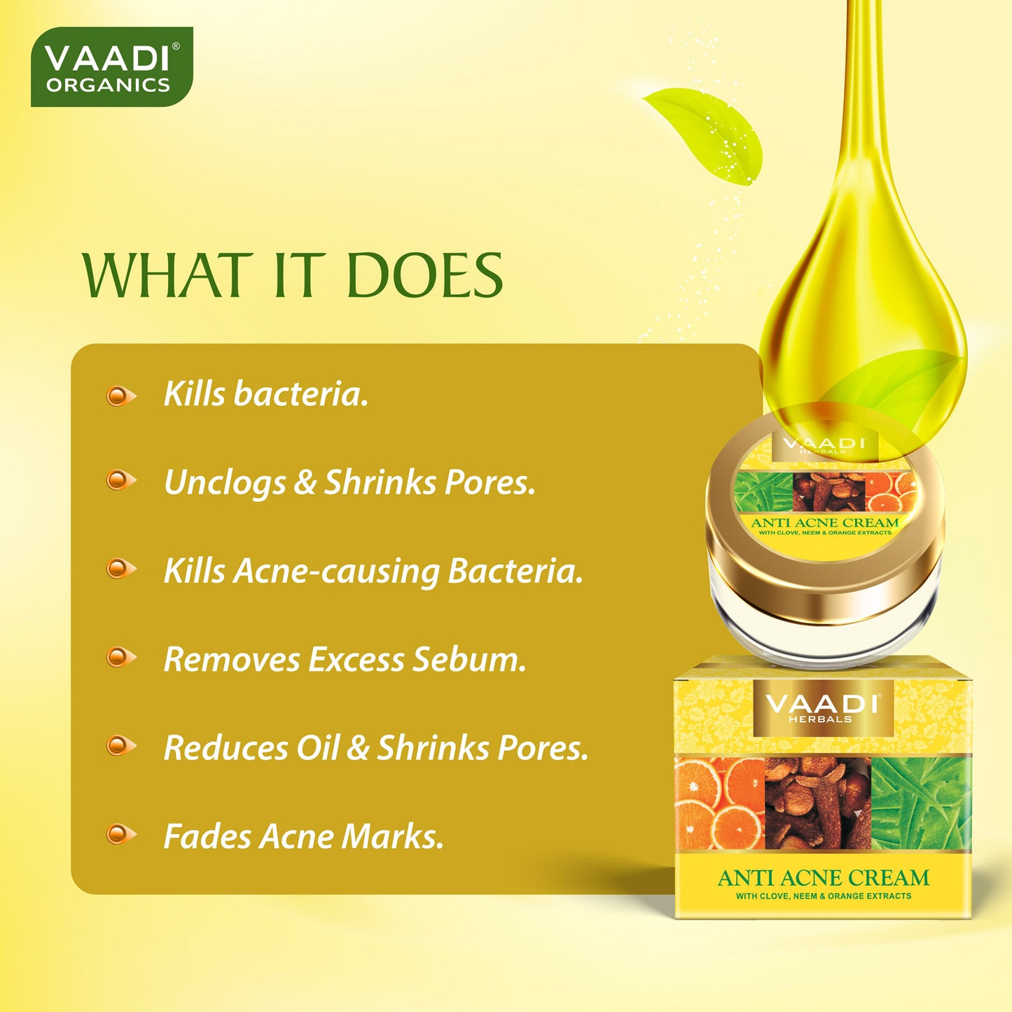 Anti Acne Cream with Clove Oil & Neem Extract - Anti Bacterial Therapy Controls Excess Oil Prevents Acne (30 gms / 1.1 oz)