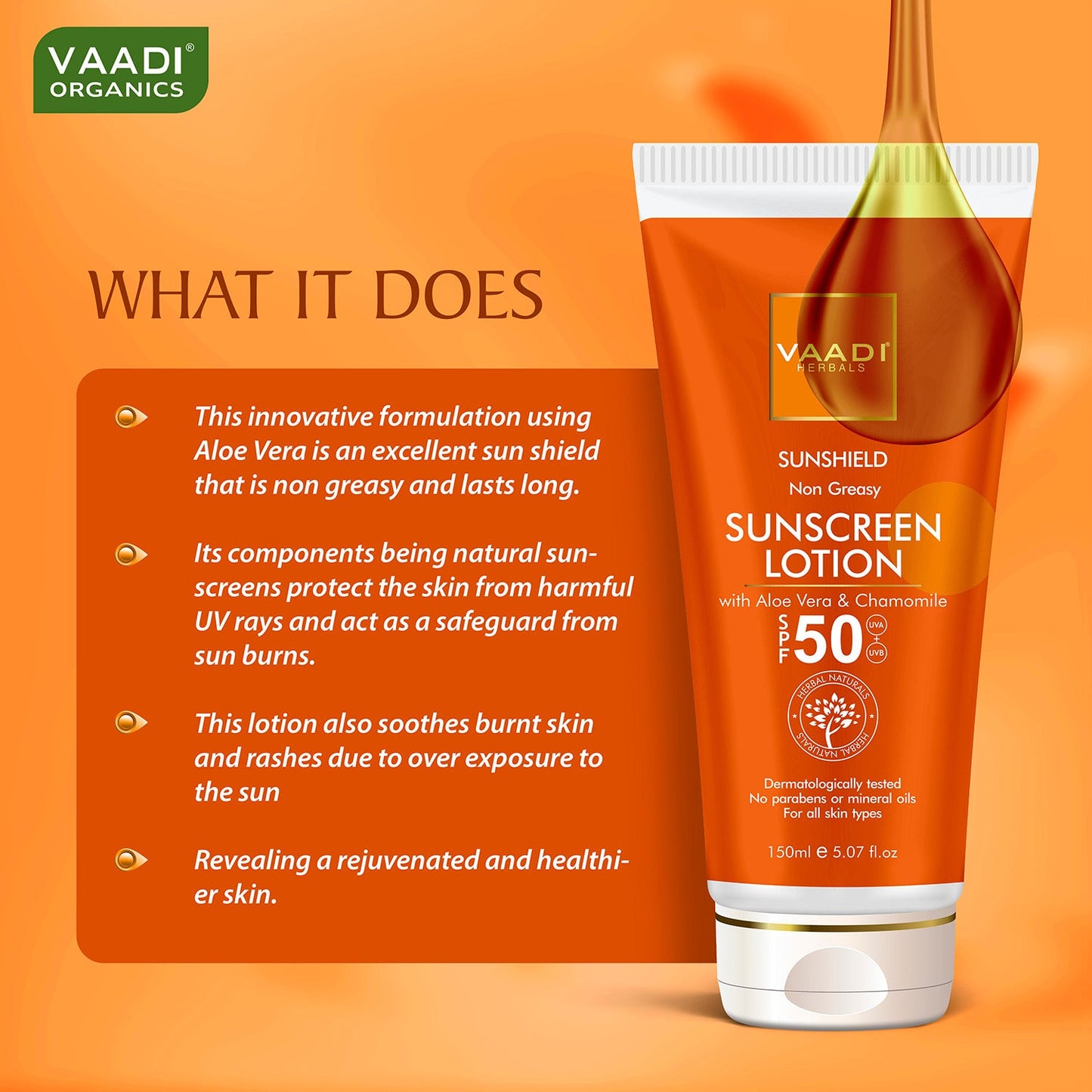Sunscreen Lotion SPF-50 with Aloe Vera & Chamomile (150 ml / 5.07 fl oz)