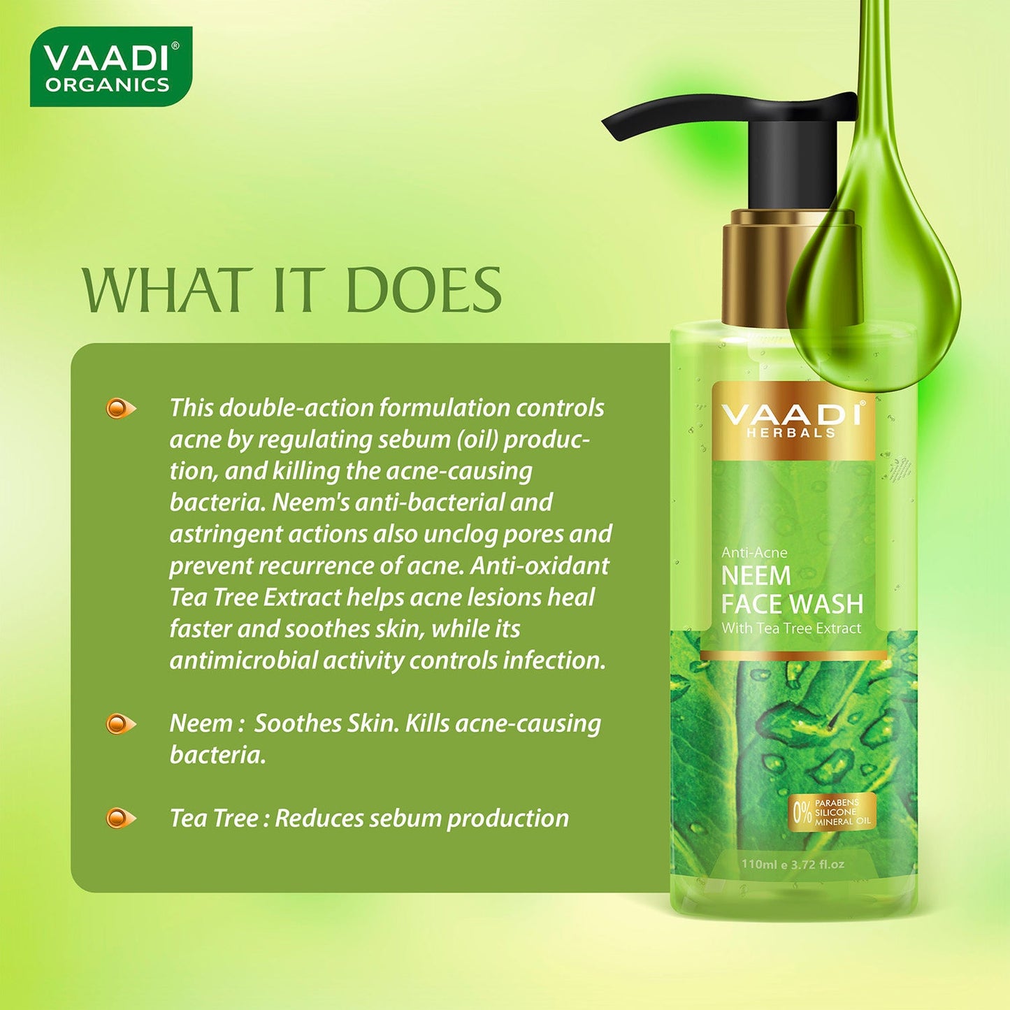 Anti-Acne Neem Face Wash With Tea Tree Extract (110 ml /3.72 fl oz)