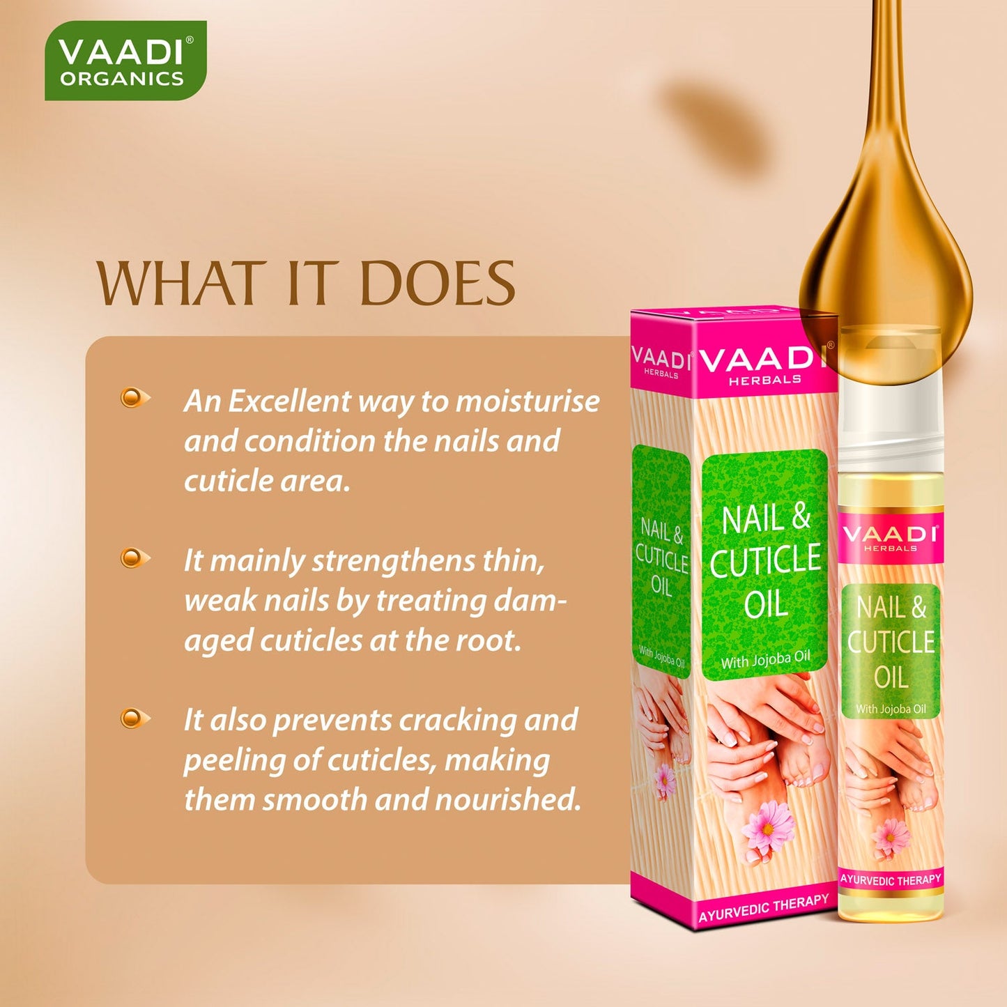 Nail & Cuticle Oil with Jojoba Oil - Heals Redness & Pain - Strengthens Thin & Brittle Nails (3 x 10 ml/ 0.4 fl oz)