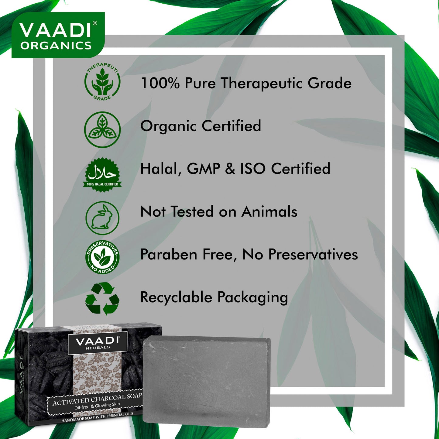 Activated Charcoal Soap - Detoxifies Skin - Brighten The Skin Tone  (75 gms / 2.7 oz)