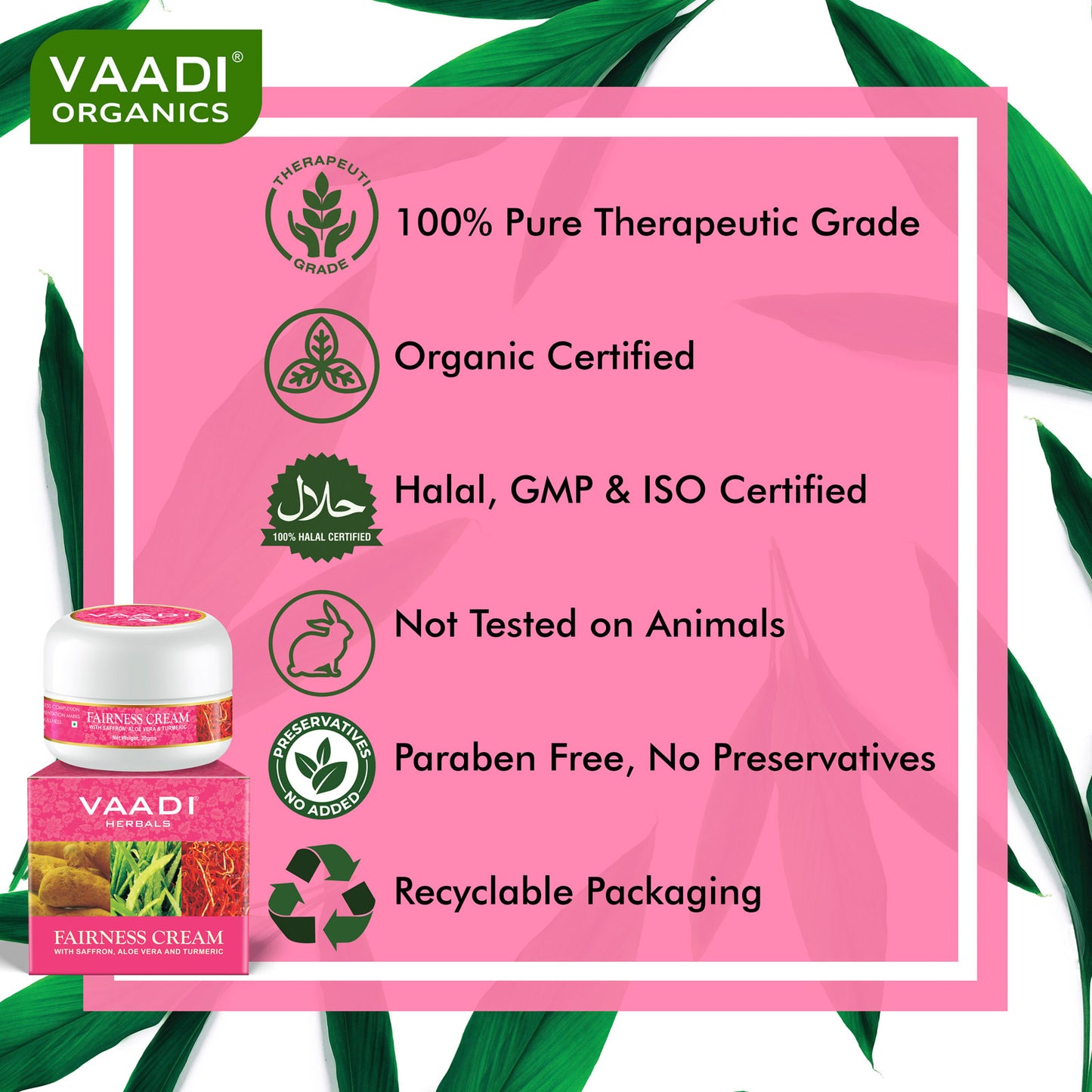 Fairness Cream with Saffron, Aloe Vera & Turmeric Extract - Lightens Marks & Blemishes Makes Skin Flawless ( 30 gms / 1.1 oz)
