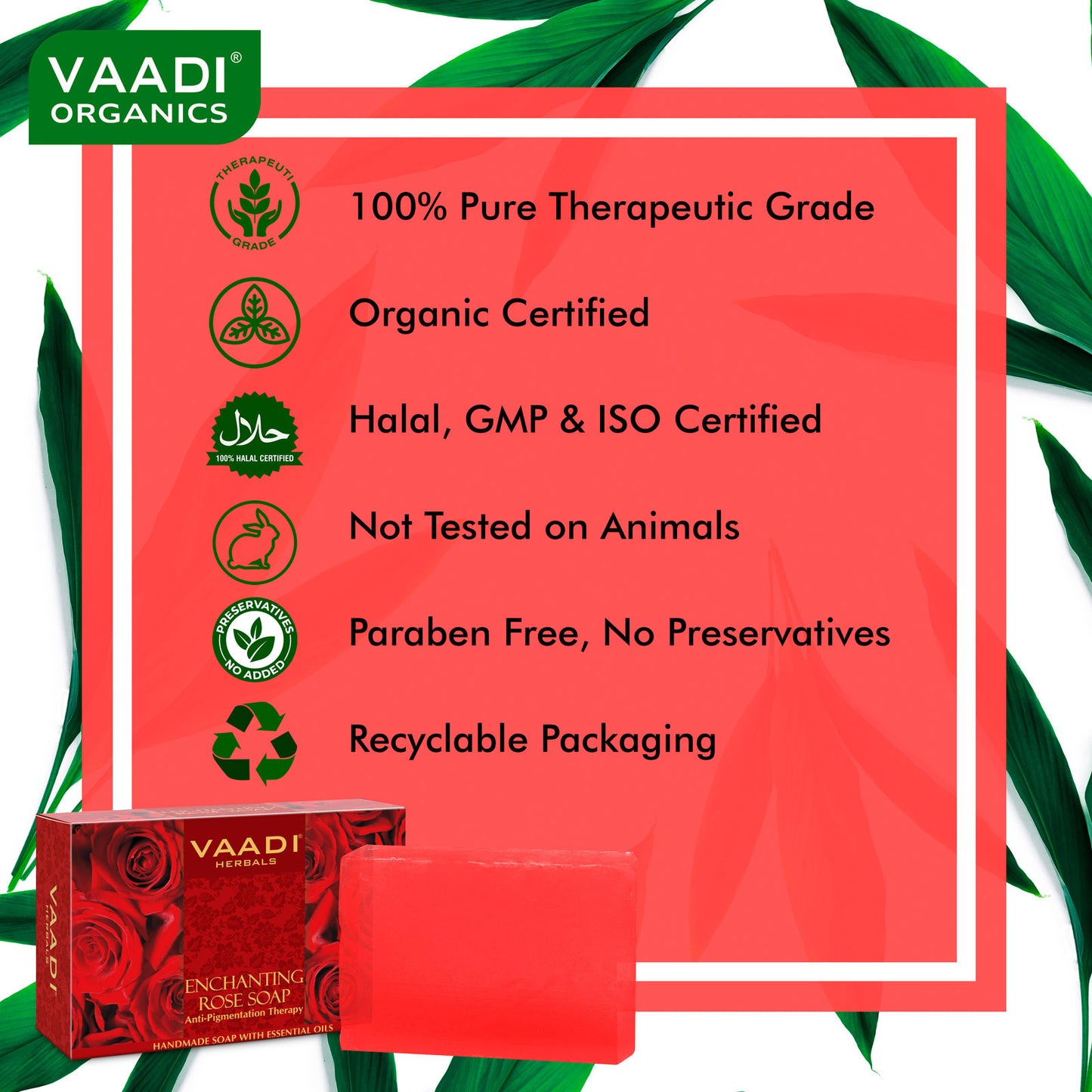 Enchanting Organic Rose Soap with Mulberry Extract - Anti Pigmentation Therapy - Lightens Dark Spots & Patches (6 x 75 gms/2.7 oz)