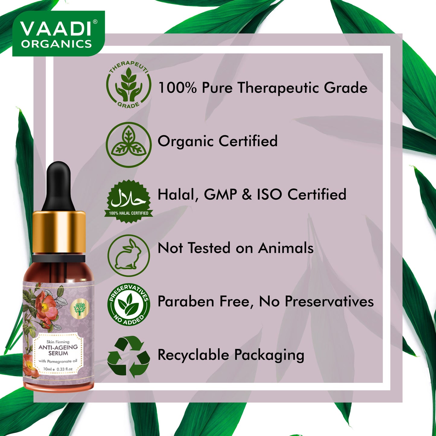 Vitamin E Anti Ageing Serum with Pomegranate Oil - Reduces Fine Lines, Lightens Wrinkles & Brightens Complexion (10 ml/ 0.33 oz)