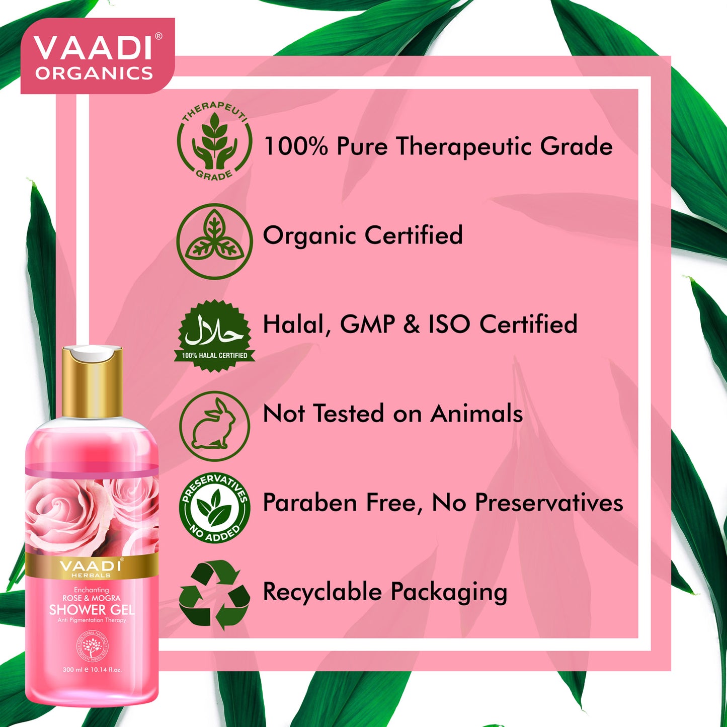 Enchanting Rose & Mogra Shower Gel - Skin Brightening Therapy Lightens Spots & Patches (300 ml / 10.2 fl oz)