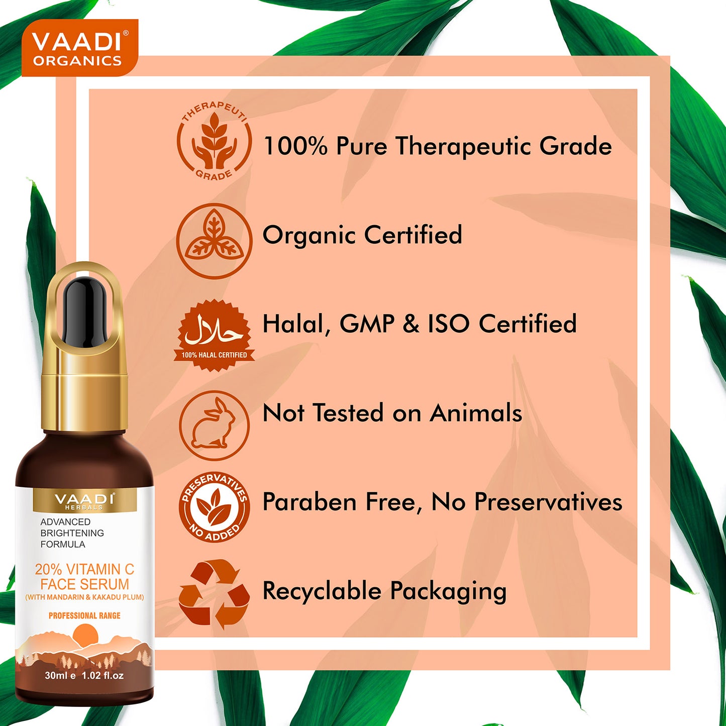 20% Vitamin C Organic Face Serum With Advanced Brightening Formula (30 ml)