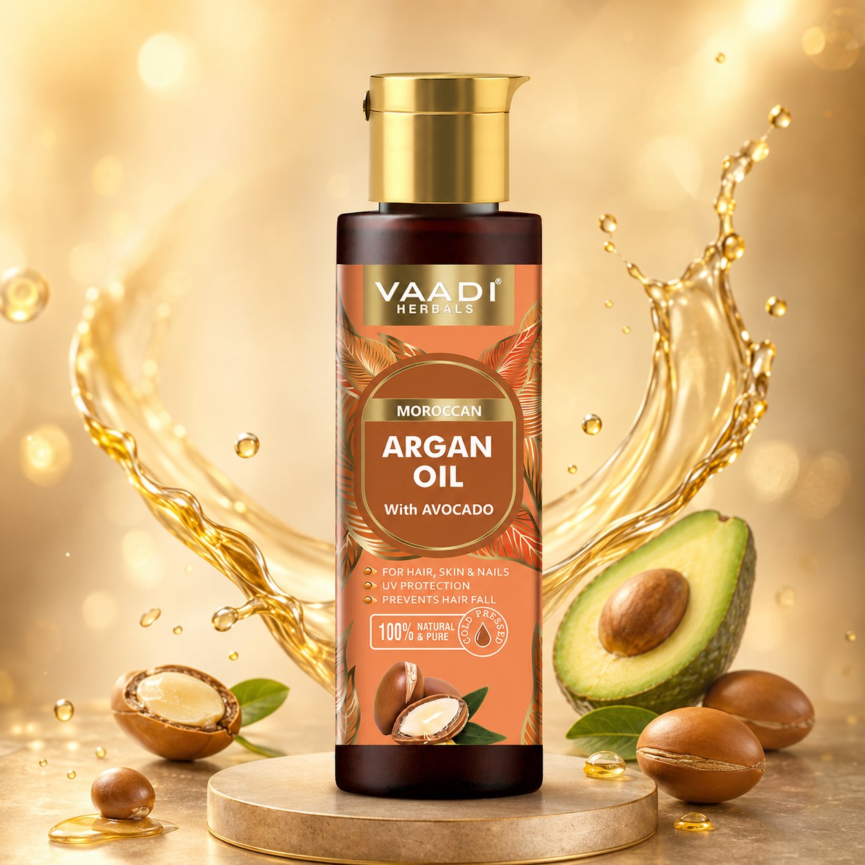 Cold Pressed Morrocon Argan Oil with Avocado- For Hair, Skin & Nails- Promotes Hair Growth- Skin Moisturisation-Healthy Nail Growth - UV Protection- (120 ml / 4.05 oz)