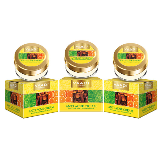 Anti Acne Cream with Clove Oil & Neem Extract - Anti Bacterial Therapy Controls Excess Oil Prevents Acne (3 x 30 gms / 1.1 oz)