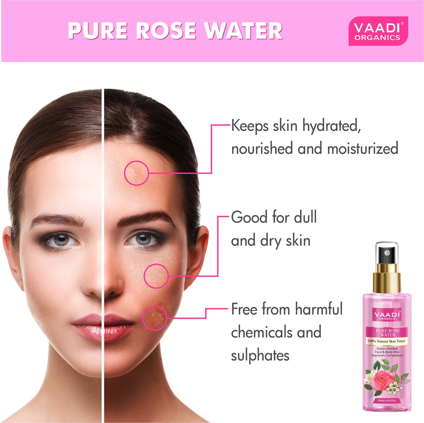 Rose Water - 100% Natural & Pure (2 x 250 ml / 8.5 fl oz)