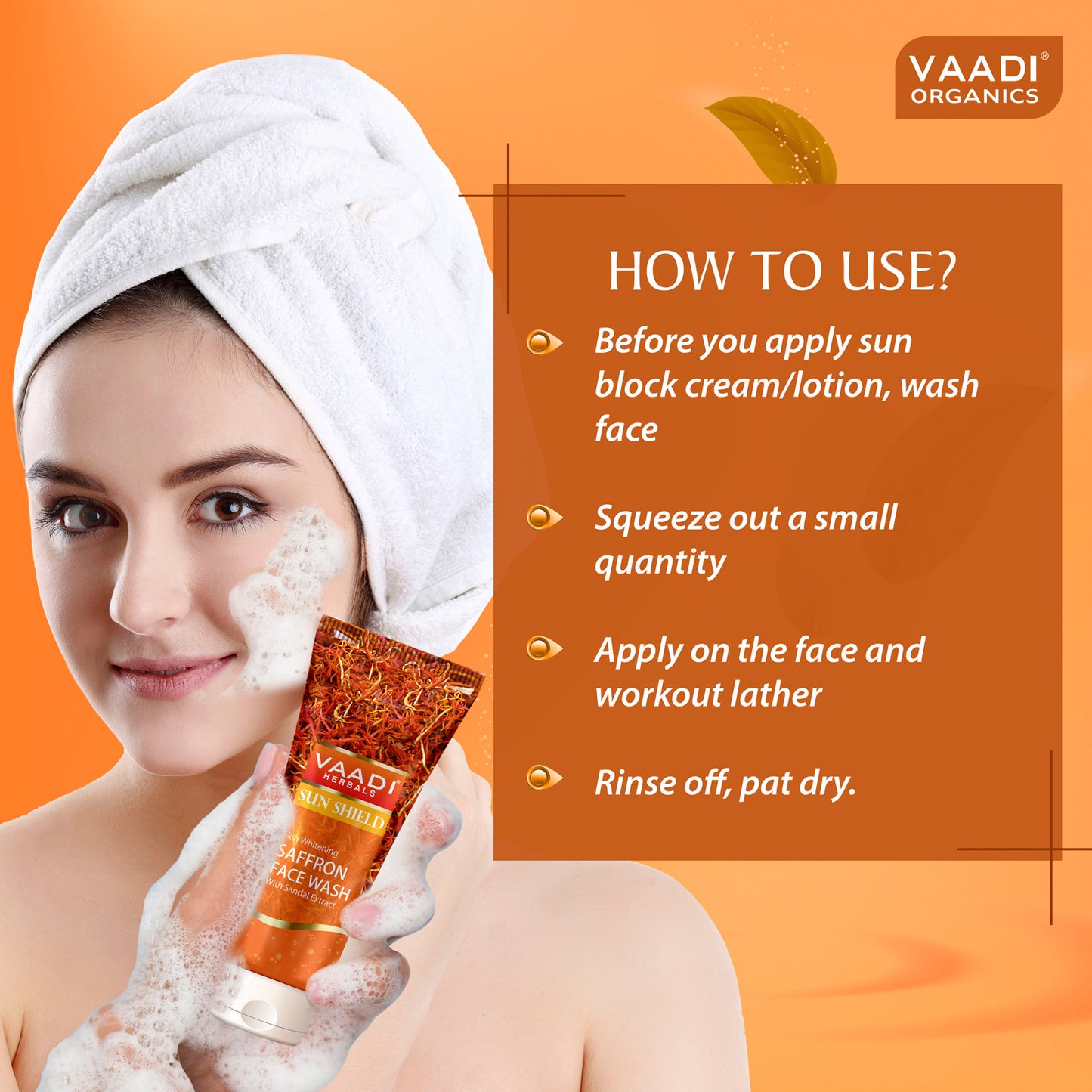 Skin Whitening Saffron Face Wash with Sandalwood - Protects Skin from Sun - Lightens Pigmentation (60 ml/2.1 fl oz)
