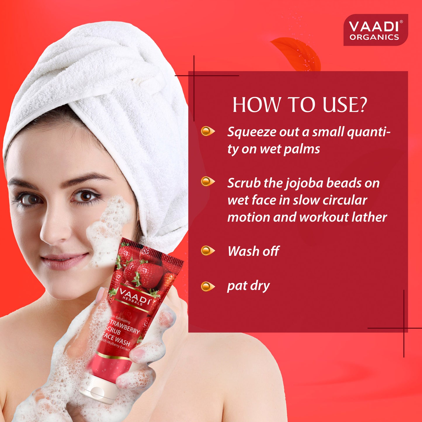 Skin Exfoliating Strawberry Scrub Face Wash with Mulberry Extract - Removes Dead Skin Deeply Nourishes Skin ( 4 x 60ml/ 21.1 fl oz)