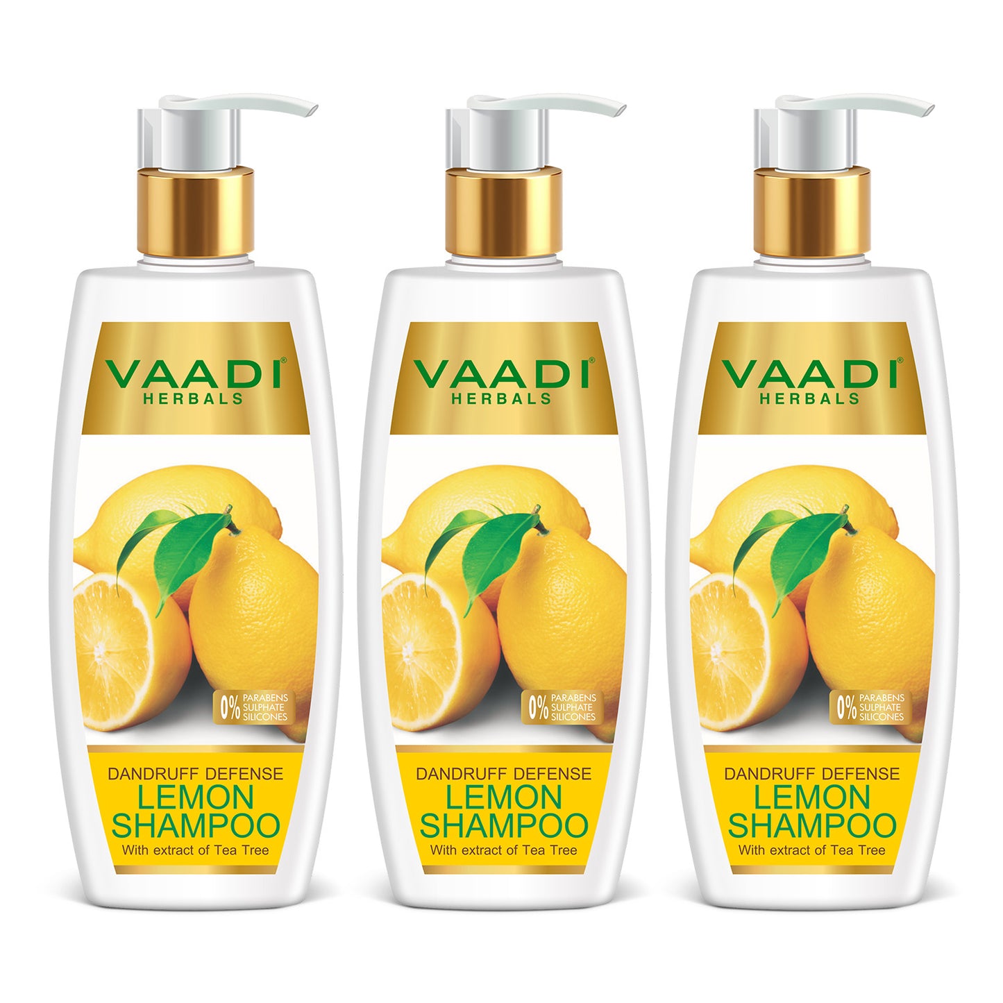 Dandruff Defense Lemon Shampoo with Tea Tree Extract - Disinfects Scalp Prevents Hairfall (3 x 350 ml/ 12 fl oz)