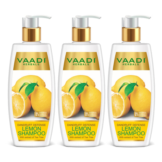 Dandruff Defense Lemon Shampoo with Tea Tree Extract - Disinfects Scalp Prevents Hairfall (3 x 350 ml/ 12 fl oz)