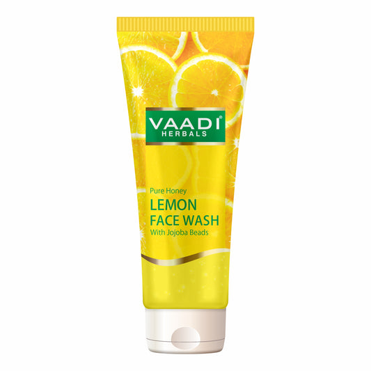 Skin Hydrating Lemon Face Wash with Jojoba Beads - Removes Excess Oil Prevents Acne (60 ml / 2.1 fl oz)
