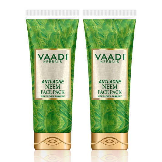 Neem Face Pack with Clove & Turmeric - Removes Acne and Pigmentation Marks Clears Impurities and Soothes Skin (2 x 120 gms / 4.3 oz)