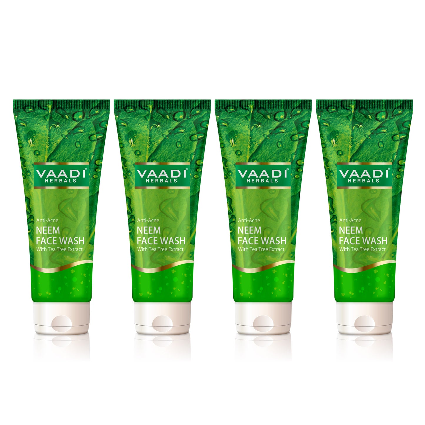 Anti Acne Organic Neem Face Wash with Tea Tree Extract - Controls Acne Heals Skin ( 4 x 60 ml/2.1 fl oz)