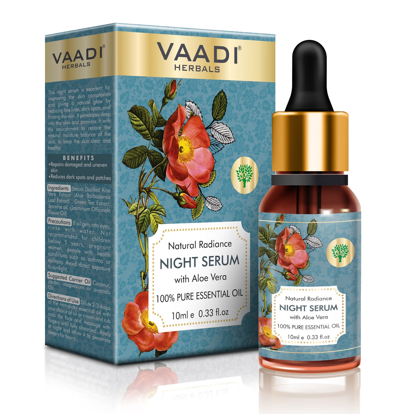 Natural Radiance Night Serum with Aloe Vera - Reduces Dark Spots & patches, Repairs Damaged & Uneven Skin (10 ml/ 0.33 oz)