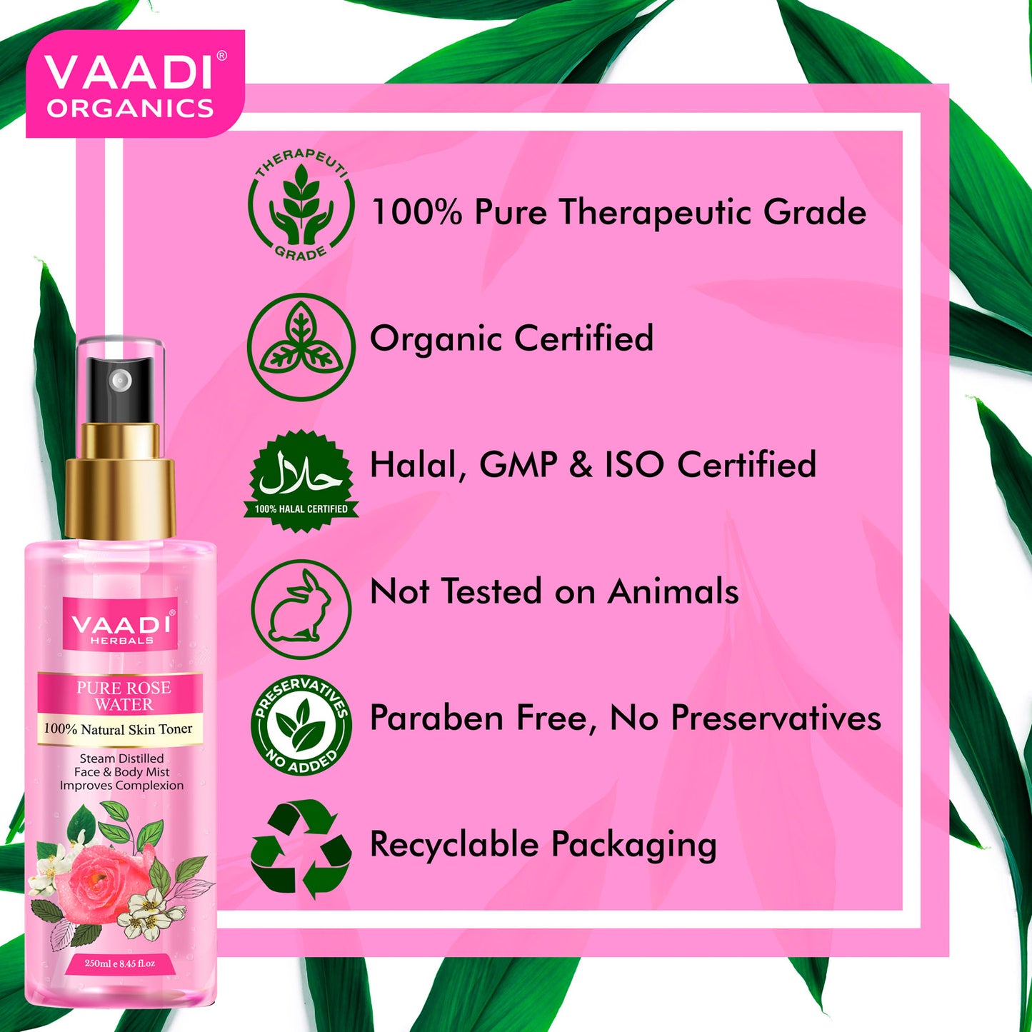 Rose Water - 100% Natural & Pure (2 x 250 ml / 8.5 fl oz)