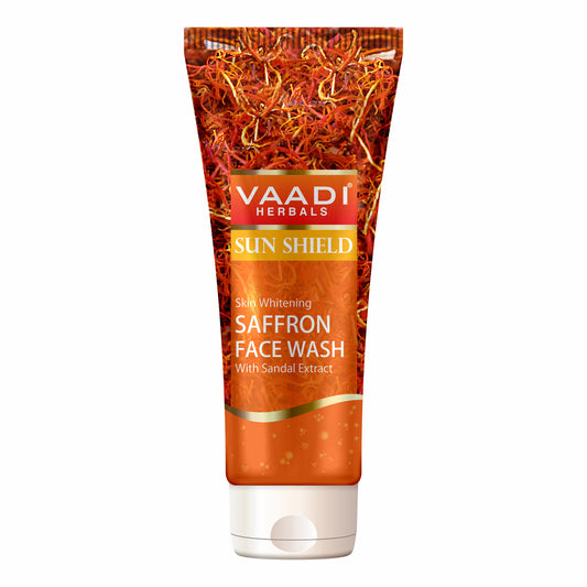 Skin Whitening Saffron Face Wash with Sandalwood - Protects Skin from Sun - Lightens Pigmentation (60 ml/2.1 fl oz)