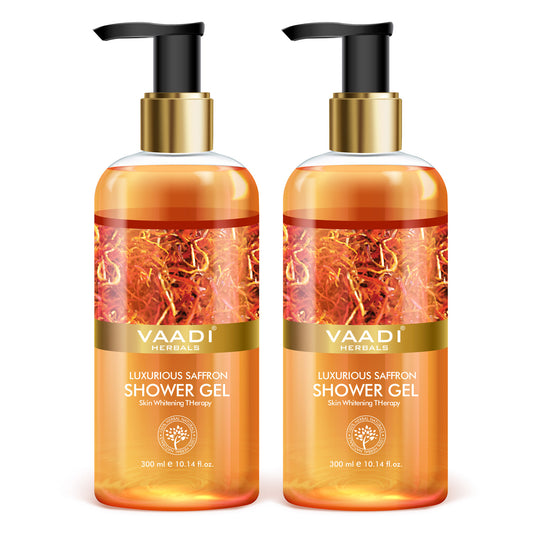 Luxurious Saffron Shower Gel - Skin Lightening Therapy - Reduces Pigmentation Marks (2 x 300 ml / 10.2 fl oz)