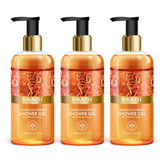 Luxurious Saffron Shower Gel - Skin Lightening Therapy - Reduces Pigmentation Marks (3 x 300 ml / 10.2 fl oz)