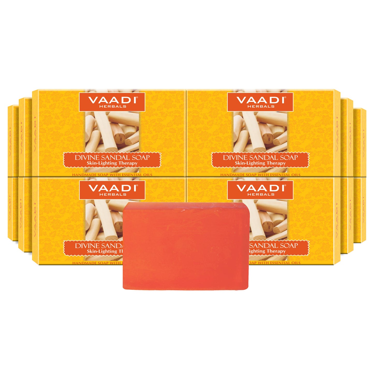 Divine Sandal Soap with Saffron & Turmeric - Skin Lightening Therapy - Lightens Tan & Blemishes (12 x 75 gms / 2.7 oz)