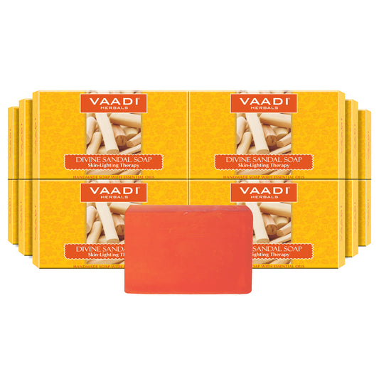 Divine Sandal Soap with Saffron & Turmeric - Skin Lightening Therapy - Lightens Tan & Blemishes (12 x 75 gms / 2.7 oz)