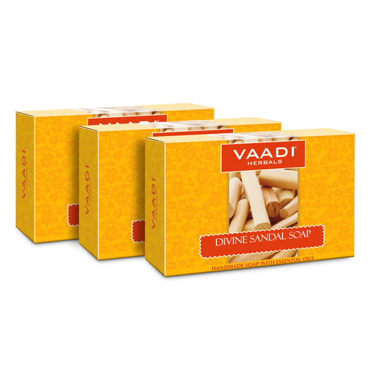 Divine Sandal Soap with Saffron & Turmeric - Skin Lightening Therapy - Lightens Tan & Blemishes (3 x 75 gms / 2.7 oz)