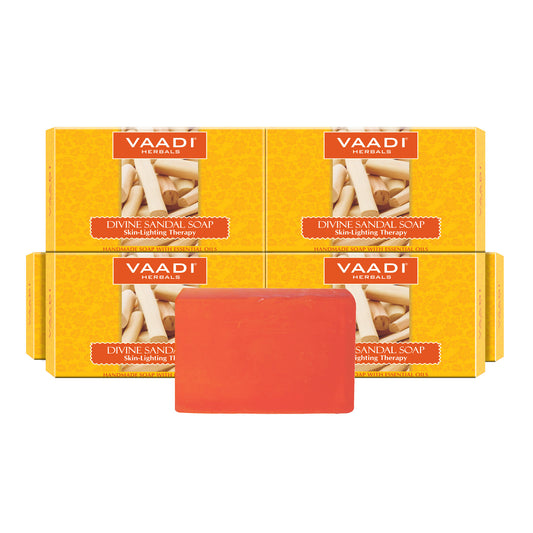 Divine Sandal Soap with Saffron & Turmeric - Skin Lightening Therapy - Lightens Tan & Blemishes (6 x 75 gms / 2.7 oz)