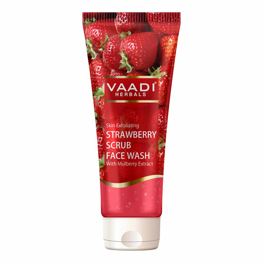 Skin Exfoliating Strawberry Scrub Face Wash with Mulberry Extract - Removes Dead Skin Deeply Nourishes Skin (60ml/ 21.1 fl oz)