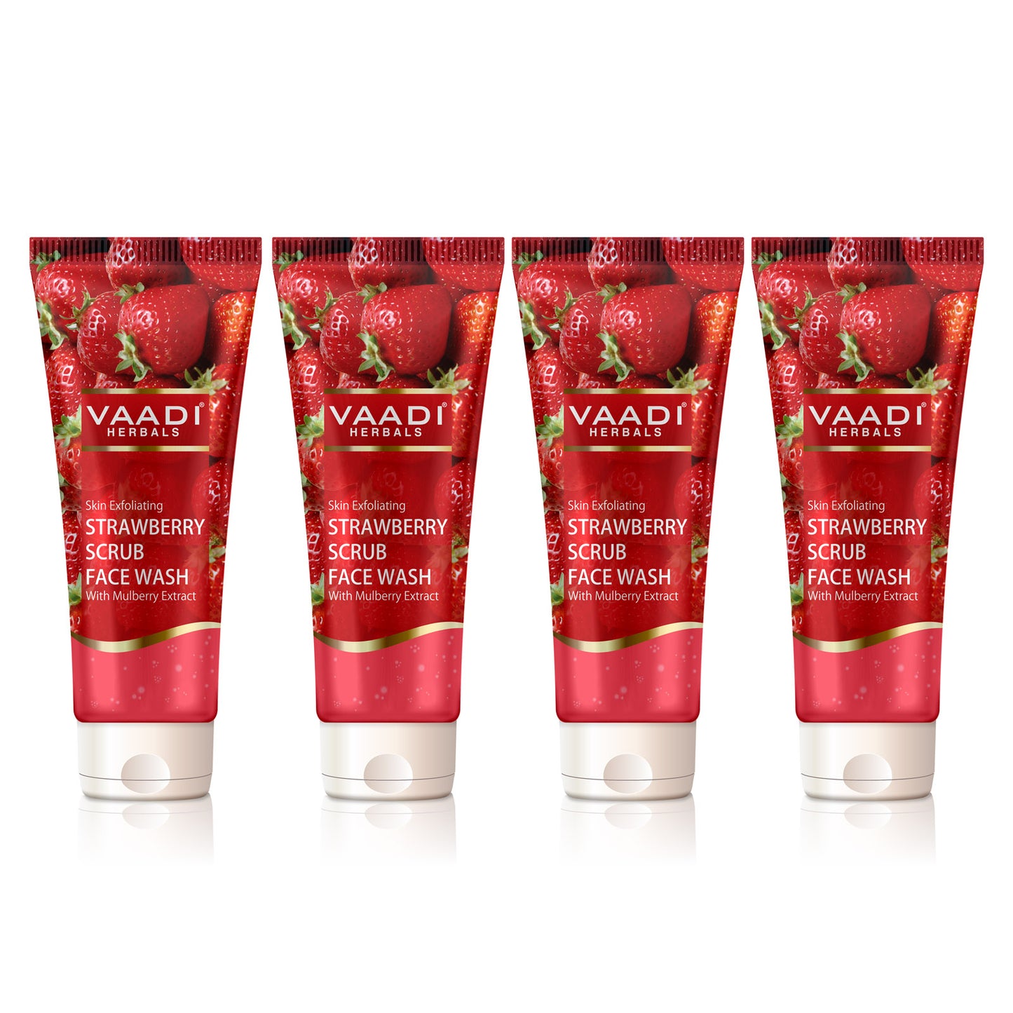 Skin Exfoliating Strawberry Scrub Face Wash with Mulberry Extract - Removes Dead Skin Deeply Nourishes Skin ( 4 x 60ml/ 21.1 fl oz)