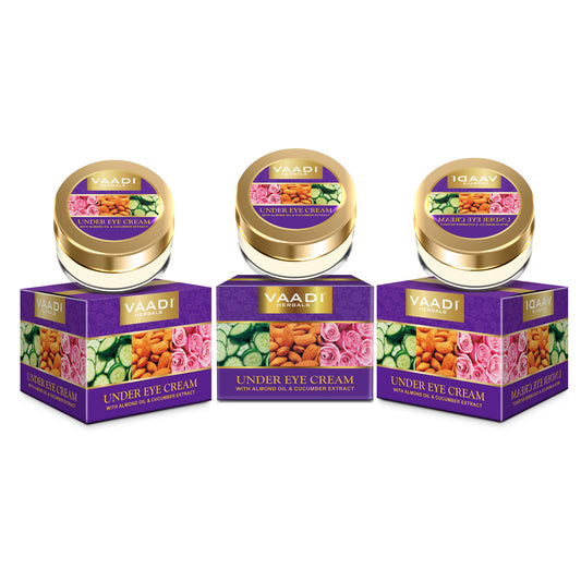 Under Eye Cream with Almond Oil & Cucumber Extract - Reduces Puffiness Keeps Skin Youthful (3 x 30 gms /1.1 oz)