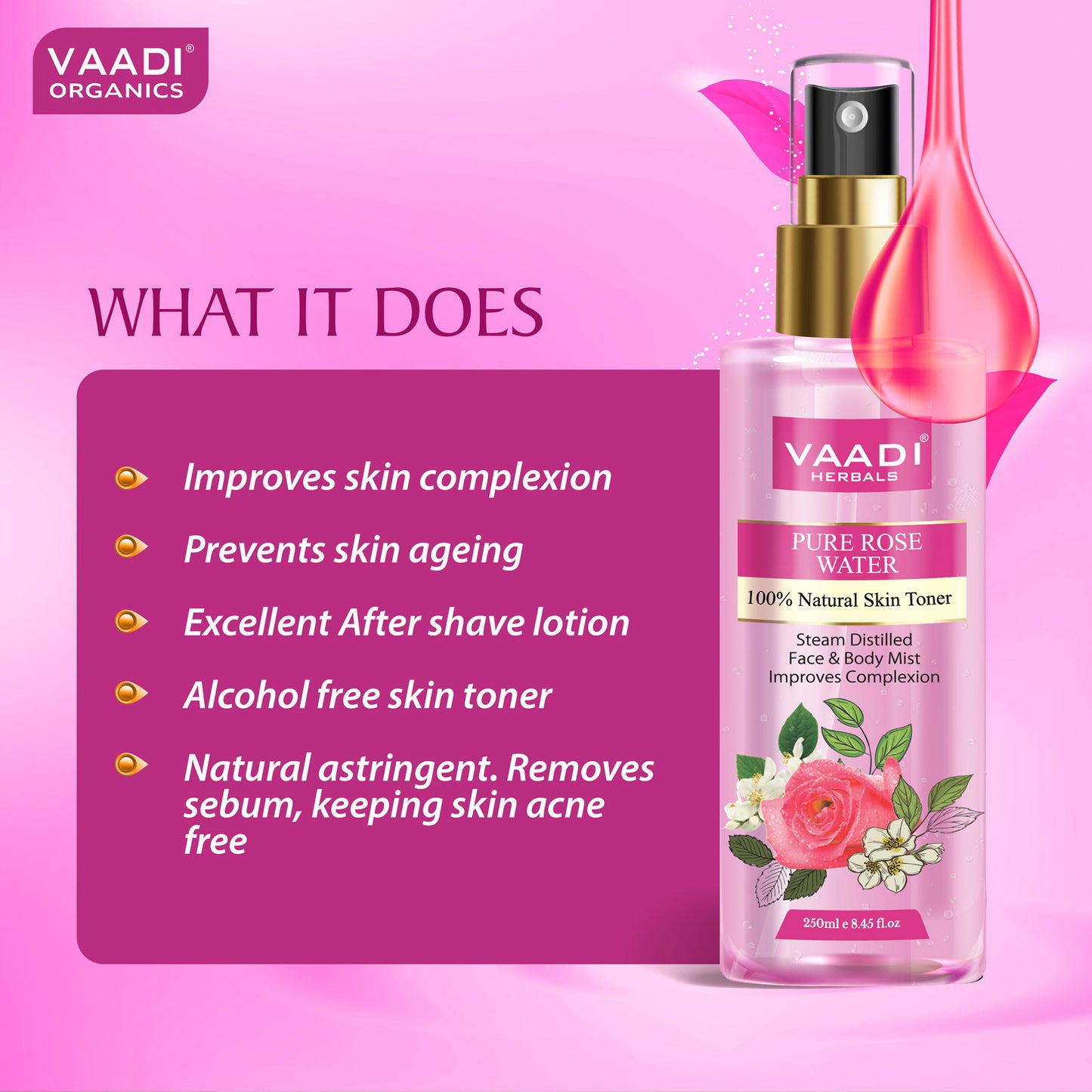 Rose Water - 100% Natural & Pure (2 x 250 ml / 8.5 fl oz)
