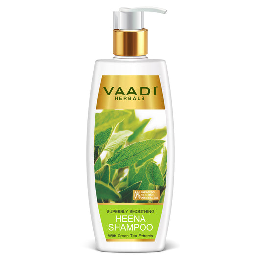 Superbly Smoothing Heena Shampoo with Green Tea Extract - Controls Dry Frizzy Hair Strengthens Hair (350 ml/12 fl oz)