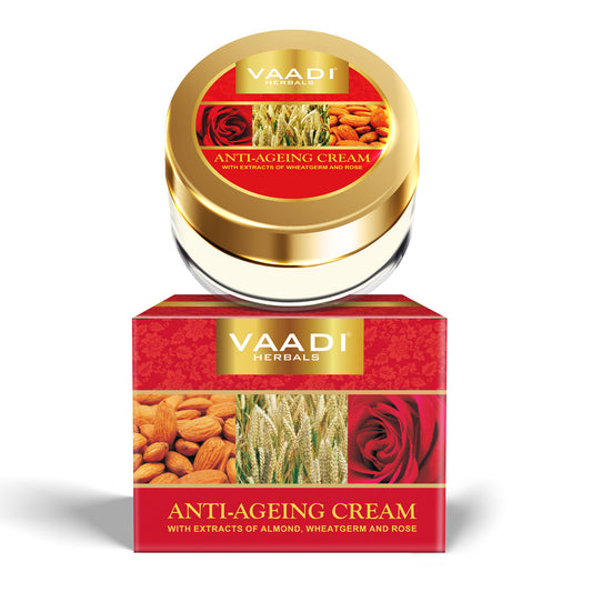 Organic Anti Ageing Cream with Almond, Wheatgerm - Boosts Collagen & Delays Wrinkles Keeps Skin Soft & Youthful ( 30 gms / 1.1 oz)